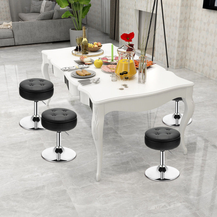 Adjustable 360° Swivel Vanity Stool with Removable Tray and Storage Compartment