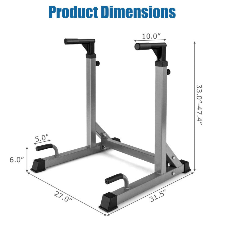 Adjustable Dip Bar with 10 Levels Adjustable Height for Home & Gym