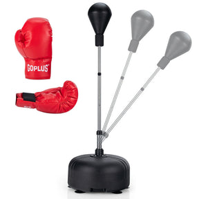 Adjustable Freestanding Punching Bag with Boxing Gloves and 6 Suction Cups