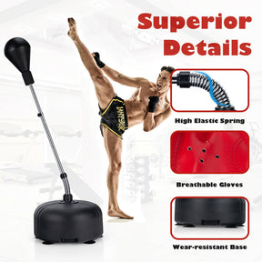 Adjustable Freestanding Punching Bag with Boxing Gloves and 6 Suction Cups