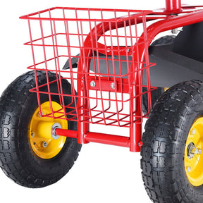 Adjustable Height 360° Rotation Garden Cart with Heavy-Duty Tool Tray