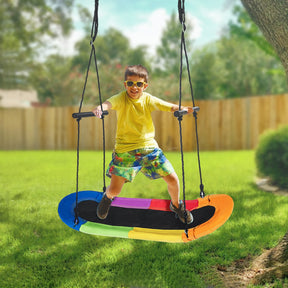 Adjustable Height  Oval Flying Saucer Tree Swing Kids for Outdoor with Handle