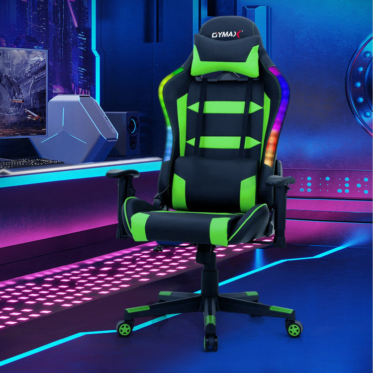 Adjustable Height  RGB Gaming Chair with LED Lights and Remote