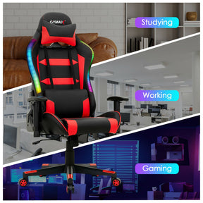 Adjustable Height  RGB Gaming Chair with LED Lights and Remote