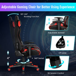 Adjustable Height  RGB Gaming Chair with LED Lights and Remote