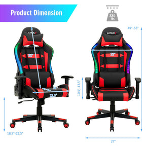 Adjustable Height  RGB Gaming Chair with LED Lights and Remote