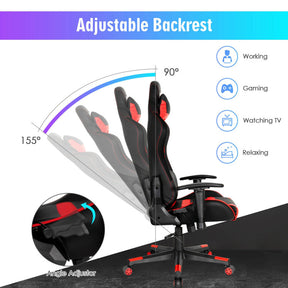 Adjustable Height  RGB Gaming Chair with LED Lights and Remote