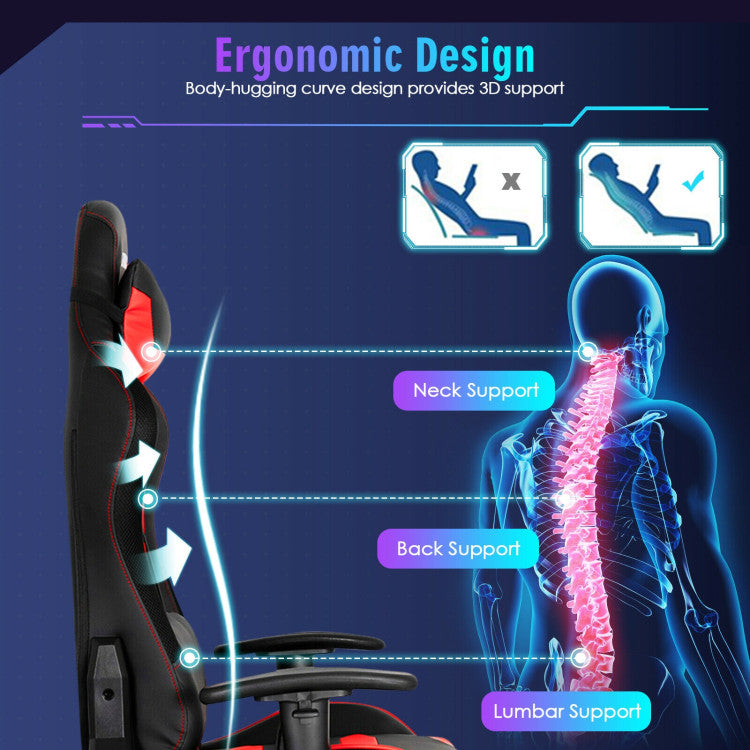 Adjustable Height  RGB Gaming Chair with LED Lights and Remote