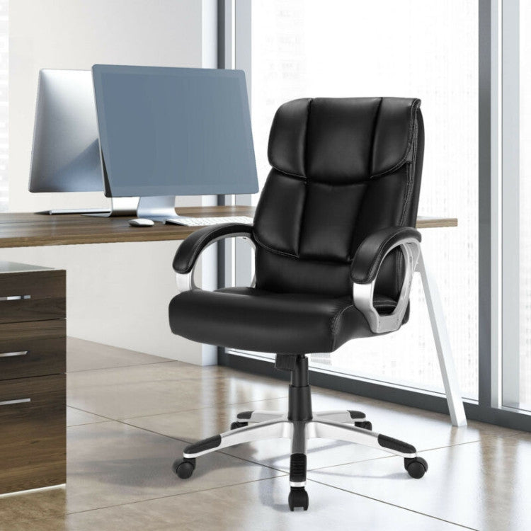 Adjustable High Back Leather Executive Computer Desk Chair for Home and Office