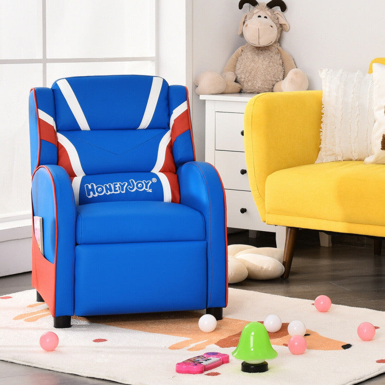 Adjustable Kids Sofa Leather Recliner Chair with Side Pockets