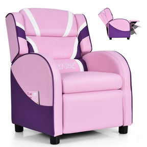 Adjustable Kids Sofa Leather Recliner Chair with Side Pockets