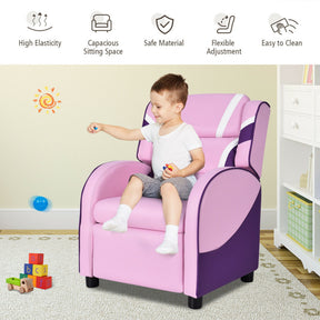 Adjustable Kids Sofa Leather Recliner Chair with Side Pockets