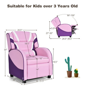 Adjustable Kids Sofa Leather Recliner Chair with Side Pockets