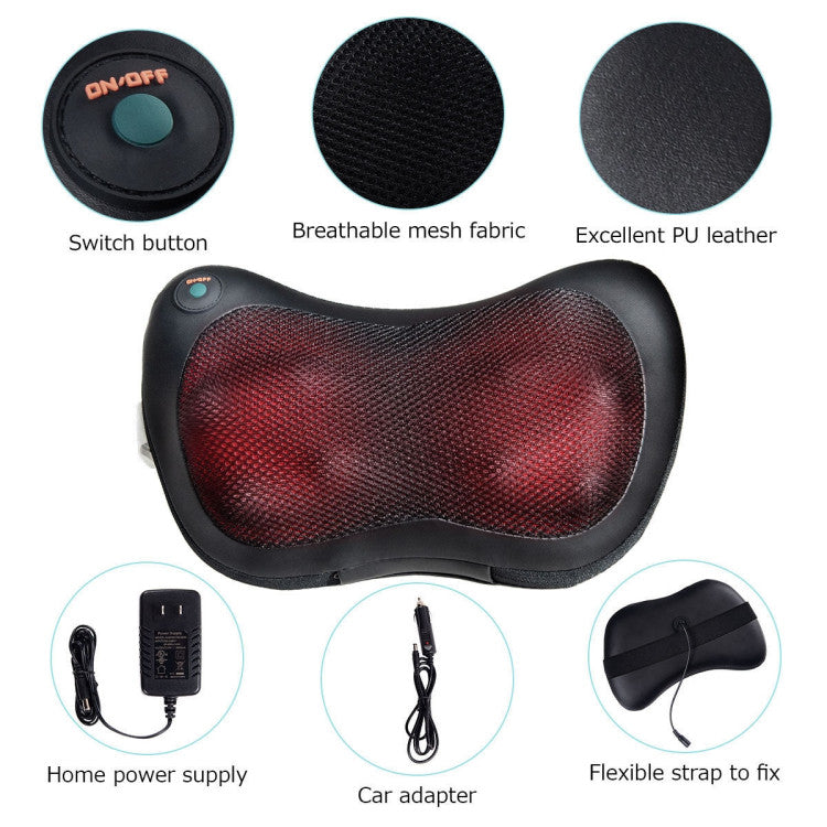 Adjustable Shiatsu Pillow Massager with Heat Deep Kneading for Shoulder, Neck and Back