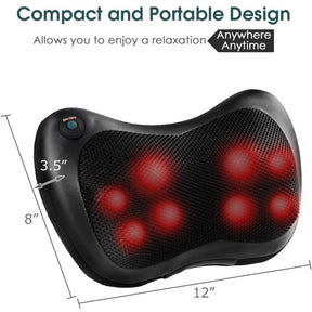 Adjustable Shiatsu Pillow Massager with Heat Deep Kneading for Shoulder, Neck and Back