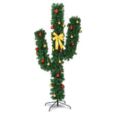 5/6/7 Feet Artificial Cactus PVC Christmas Tree with 160 LED Lights and Ball