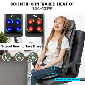 Auto Massage Chair Pad with Back Heating and 3-Level Timer