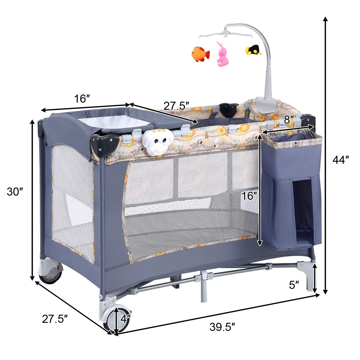 Hikidspace 3-in-1 Portable Baby Crib Sleep Bassinet