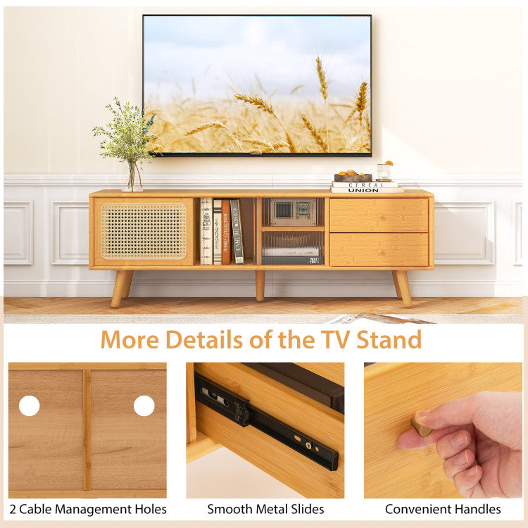 Bamboo TV Stand for up to 65 Inch TVs