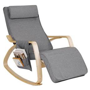 Comfortable Lounge Rocking Chair with Removable Cushion Cover and Side Pocket