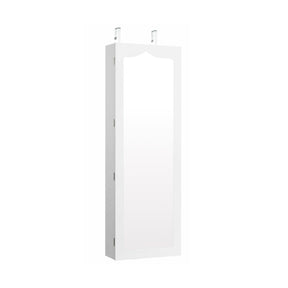 Door Hanging Mirror Jewelry Armoire with Full Length Mirror, 6 Drawers and LED Lights