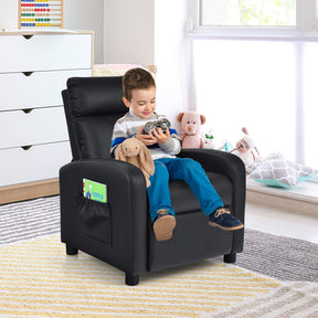 Ergonomic PU Leather Kids Recliner Lounge Sofa with Adjustable Backrest