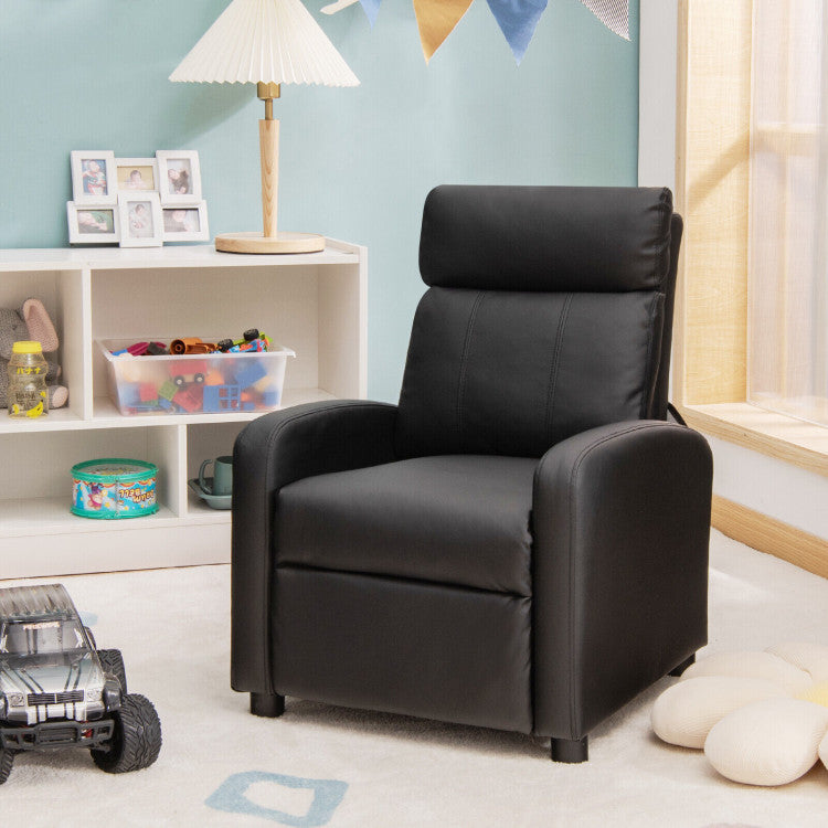 Ergonomic PU Leather Kids Recliner Lounge Sofa with Adjustable Backrest