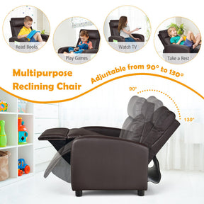 Ergonomic PU Leather Kids Recliner Lounge Sofa with Adjustable Backrest