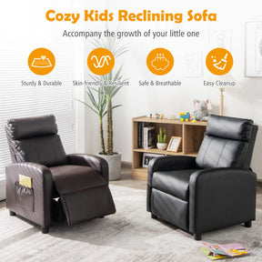 Ergonomic PU Leather Kids Recliner Lounge Sofa with Adjustable Backrest