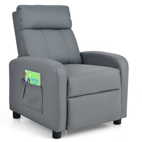 Ergonomic PU Leather Kids Recliner Lounge Sofa with Adjustable Backrest