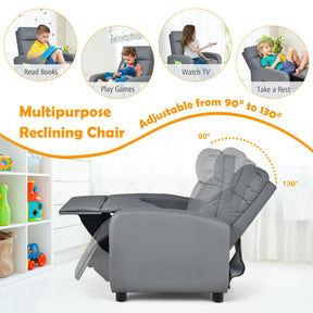 Ergonomic PU Leather Kids Recliner Lounge Sofa with Adjustable Backrest