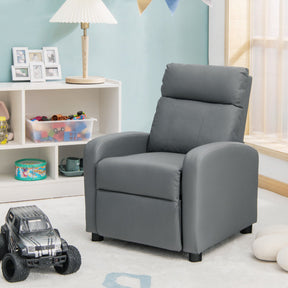 Ergonomic PU Leather Kids Recliner Lounge Sofa with Adjustable Backrest