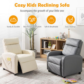 Ergonomic PU Leather Kids Recliner Lounge Sofa with Adjustable Backrest