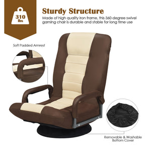 Foldable 360-Degree Swivel Gaming Floor Chair with 6-Position Adjustable Backrest