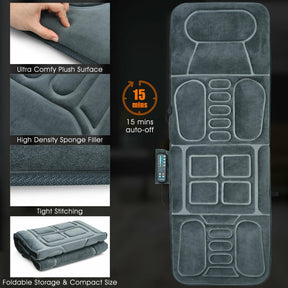 Foldable Body Massage Mat with Heating, 10 Vibration Motors & 5 Adjustable Modes