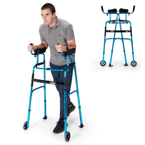 Foldable Rollator Lightweight Aluminum Alloy Rehabilitation Walker for  Elderly with Adjustable Height