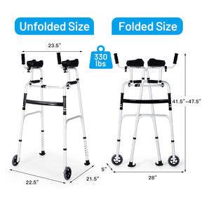 Foldable Rollator Lightweight Aluminum Alloy Rehabilitation Walker for  Elderly with Adjustable Height