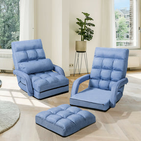 Folding Lazy Floor Chair Sofa with 6-position Adjustable Backrest and Pillow