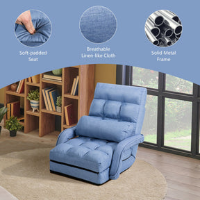 Folding Lazy Floor Chair Sofa with 6-position Adjustable Backrest and Pillow