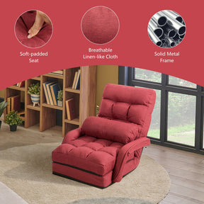 Folding Lazy Floor Chair Sofa with 6-position Adjustable Backrest and Pillow