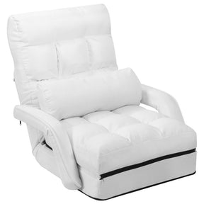 Folding Lazy Floor Chair Sofa with 6-position Adjustable Backrest and Pillow