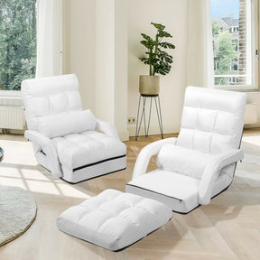 Folding Lazy Floor Chair Sofa with 6-position Adjustable Backrest and Pillow