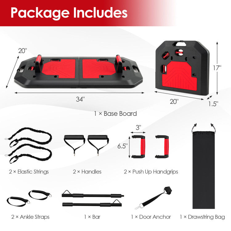 Folding Push-up Board Set with Elastic String Pilate and  Storage Bag