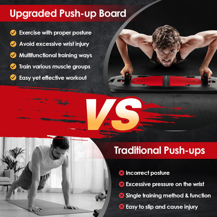 Folding Push-up Board Set with Elastic String Pilate and  Storage Bag