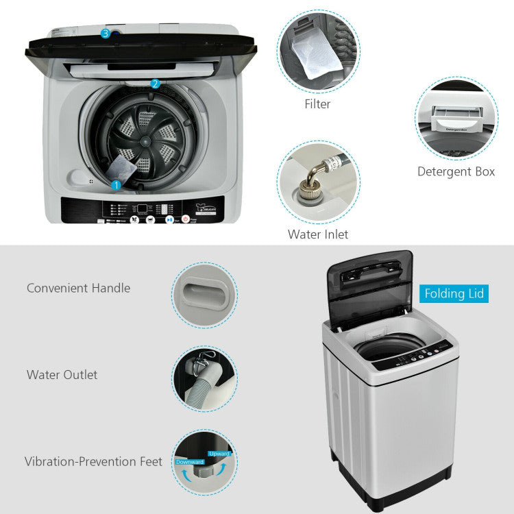 Full-Auto Washing Machine 11Lbs Washer and Dryer for Apartments and Dorms