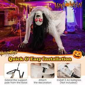 Hikidspace Halloween Animatronic Crawling Woman Ghost with LED Eyes and Vocally Triggered