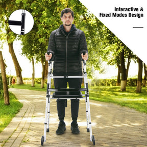 One-click Folding Rolling Walker & Rollators with Seat and Adjustable Height