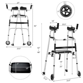 One-click Folding Rolling Walker & Rollators with Seat and Adjustable Height