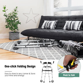 One-click Folding Rolling Walker & Rollators with Seat and Adjustable Height