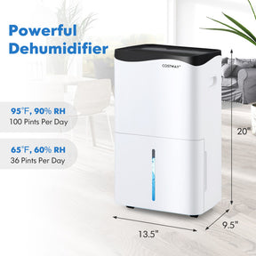 Hikidspace 100-Pint Crawl Space Dehumidifier with Smart App and 4 Working Modes for Home and Basements 5500 Sq. Ft